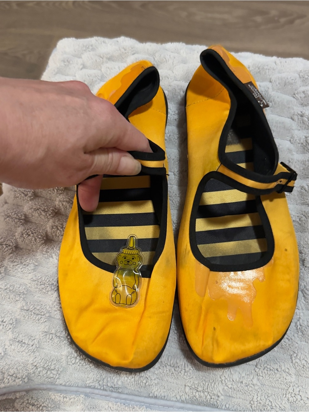 Yellow Mary Jane Ballet Flats with Decorative Charm